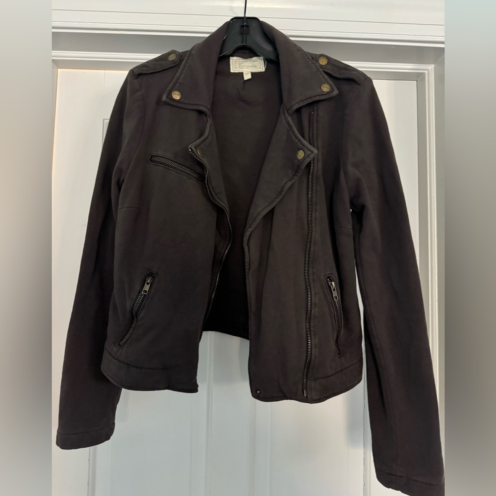 Current Elliott cotton moto jacket asymmetric zip front brown size 2 (size 6-8)